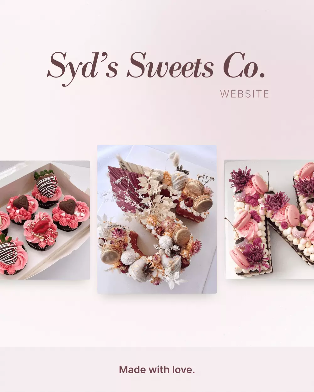 Mockup art of Syds Sweets Co website.